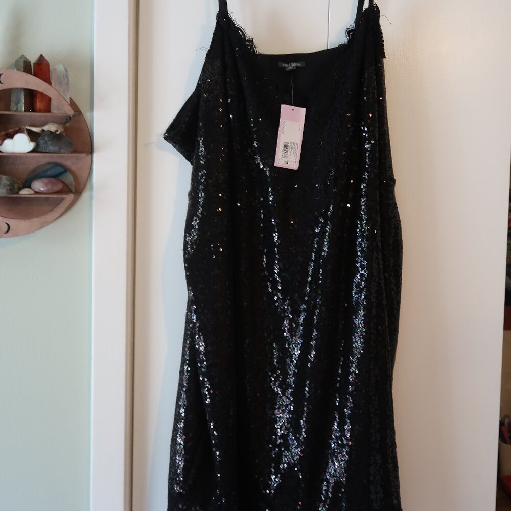 Black Sequin Slip Dress - Women's Elegant Evening Dress